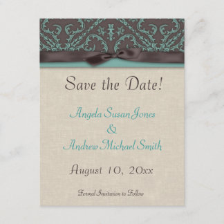 Save The Date Chocolat Brown Turquoise Enregistrer la date