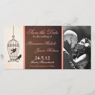 Save The Date Chocolat et rose pour cage à oiseaux fantaisie Enr