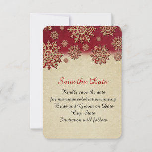 Save The Date Christmas Eve Red Snowflakes Sauvez la date