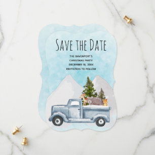 Save The Date Christmas Truck Carrying Trees & Animals