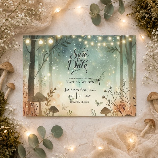 Save The Date Chuchotements crépusculaires du mariage forestier (Créateur téléchargé)