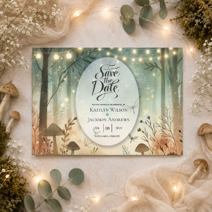 Save The Date Chuchotements crépusculaires du mariage forestier