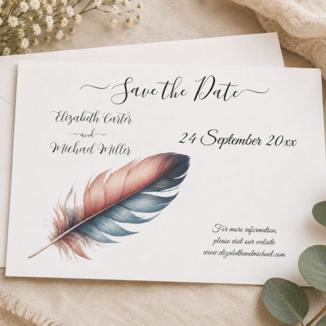 Save The Date Chuchotements de grâce Élégance plumée Minimalisme (Créateur téléchargé)