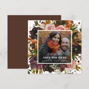 Save The Date Chute de photo florale violette, rose, orange