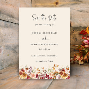 Save The Date Chute dorée Terracotta Floral