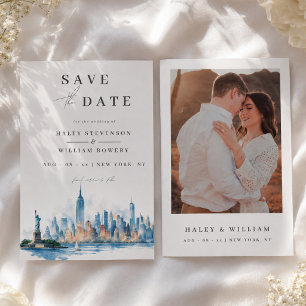 Save The Date Ciel de New York aquarelle USA Photo mariage