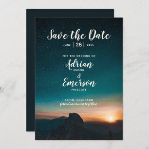 Save The Date Ciel de nuit et étoiles de montagne Galaxy Mariage
