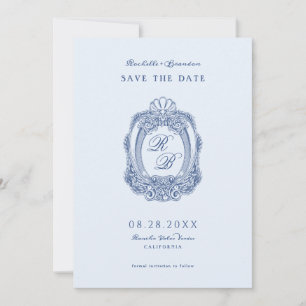 Save The Date Cimier baroque Mariage bleu français