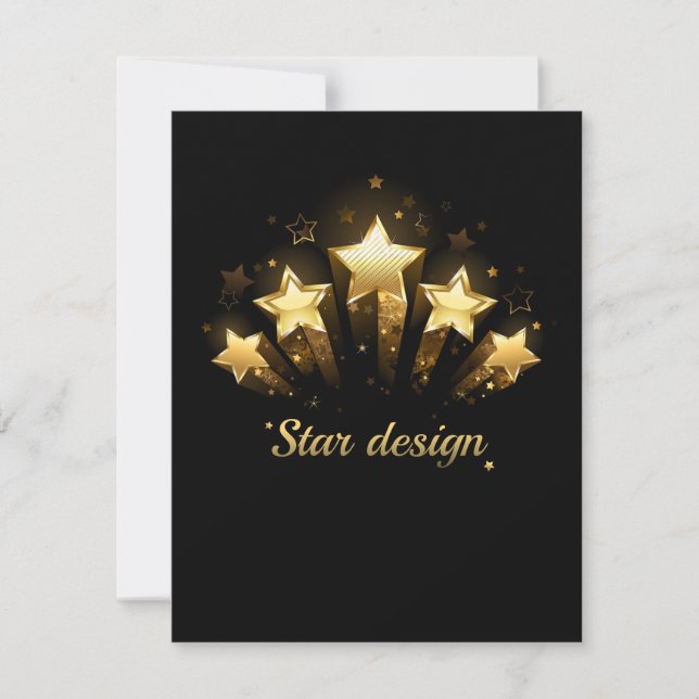 Save The Date Cinq étoiles d'or en noir (Devant)