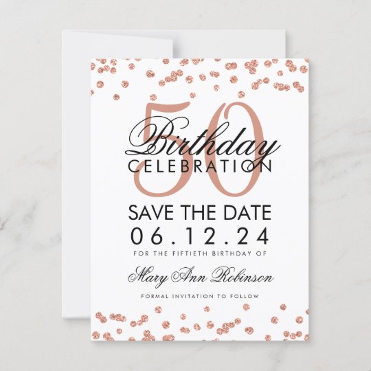 Save The Date Cinquantieme Economies D Anniversaire D Or Rose Zazzle Fr