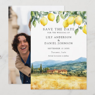 Save The Date Citrons Scène toscane Italie Photo Mariage