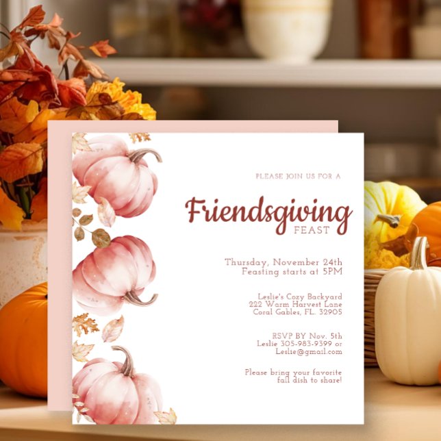 Save The Date Citrouille Aquarelle moderne Friendsgiving Invitat (Friendsgiving Pumpkin Invitation)
