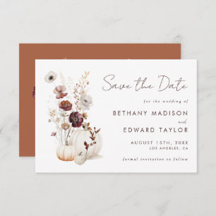 Save The Date Citrouille  Fleur sauvage Boho Automne Mariage