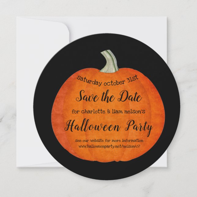 Save The Date Citrouille peint Orange Black Halloween Party (Devant)
