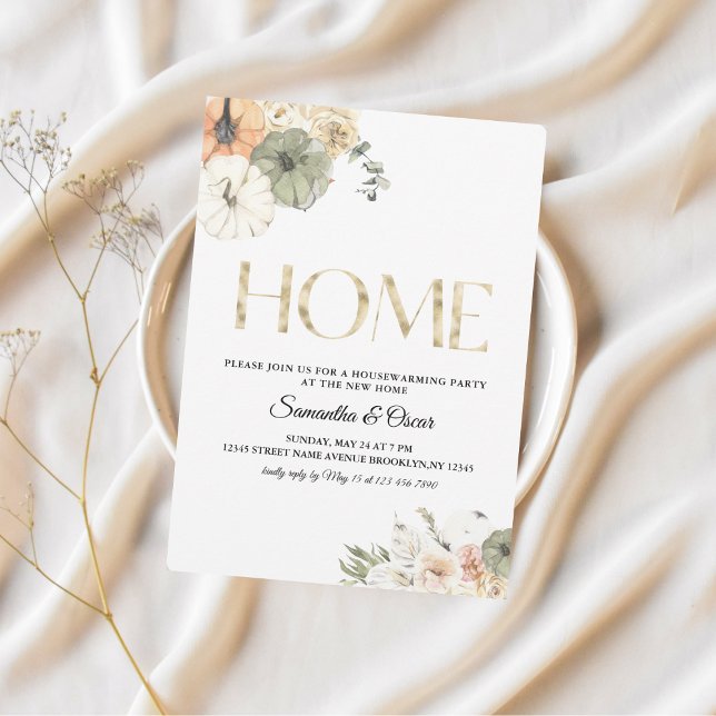 Save The Date Citrouilles et fleurs d'aquarelle modernes (Créateur téléchargé)