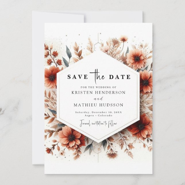 Save The Date Clair Sage Classic Mariage en terre cuite (Devant)