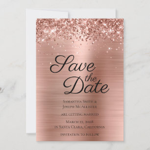 Save The Date Classé Gold Foil Rose Glittery