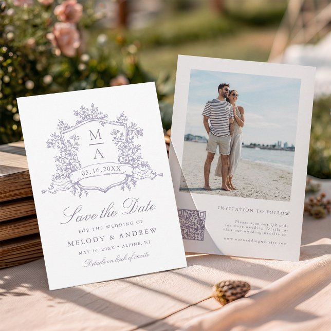 Save The Date Classic Bloom Garden Lavender Wedding Photo  (Front & Back)