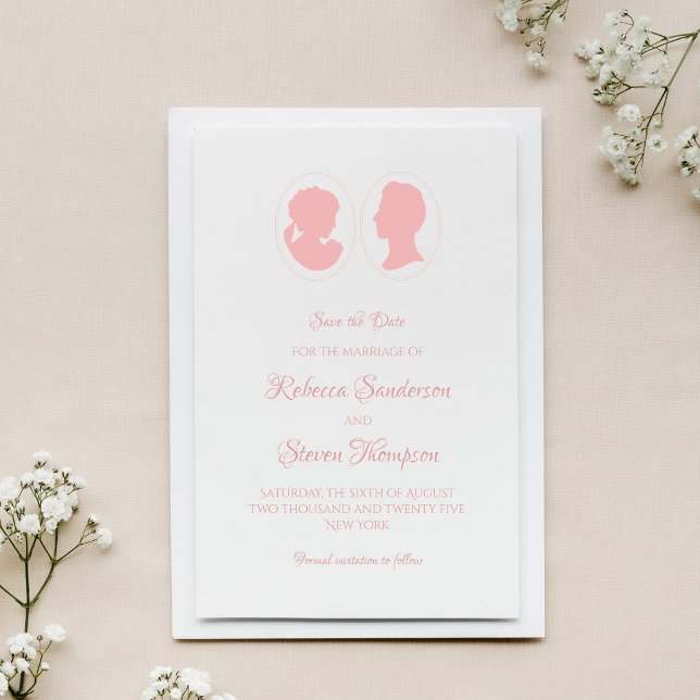 Save The Date Classic Cameo Regency Mariage rose (Créateur téléchargé)