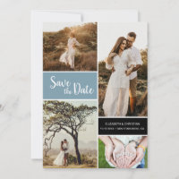 Classic Dusty Blue Photo Collage Mariage