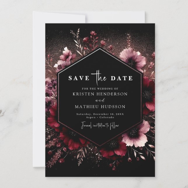 Save The Date Classic Earthy Burgundy Mariage (Devant)