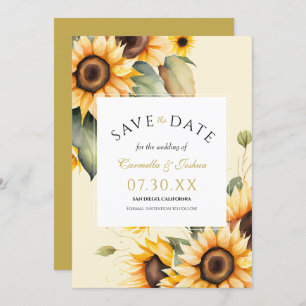 Save The Date Classic Elegant Aquarelle Sunflower Boho Mariage