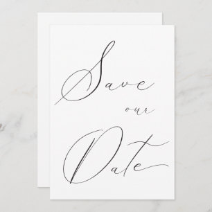 Save The Date Classic Elegant Calligraphie Noir Blanc Mariage