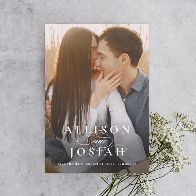 Save The Date Classic Elegant Typographie Noms Mariage photo (Créateur téléchargé)