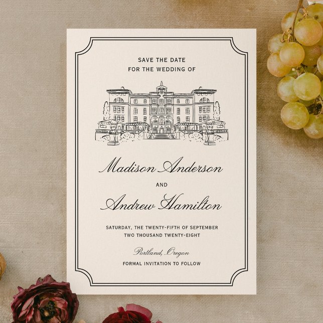 Save The Date Classic Estate Illustration Wedding (Créateur téléchargé)