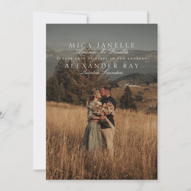 Save The Date Classic Formel Sage Green Noms Photo QR Code (Devant)