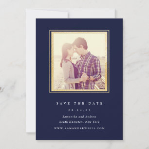 Save The Date Classic Gold et Navy Photo Enregistrer la date