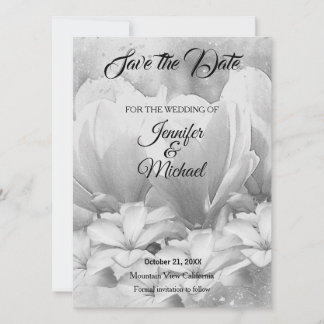 Save The Date Classic mariage Floral Gris
