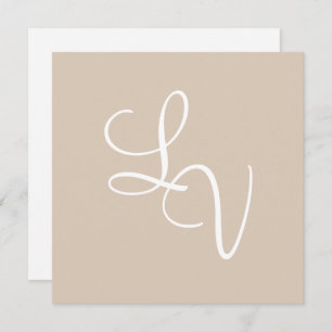 Save The Date Classic Monogramme Forme Sable Mariage Beige
