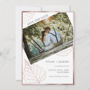 Save The Date Classic Neutral Matt Rose or Feuille Mariage