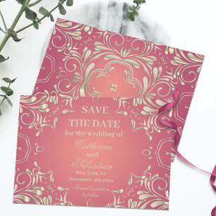 Save The Date Classic Romantique Or rose Ornate Mariage frontali
