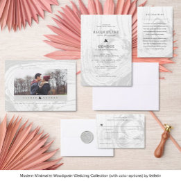 Save The Date Classic Rustic Woodgrain Hiver Mariage Chic Photo