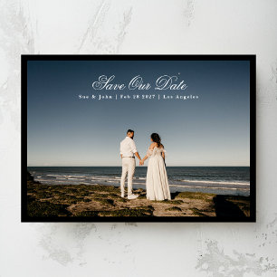 Save The Date Classique Calligraphie Noir Photo Cadre