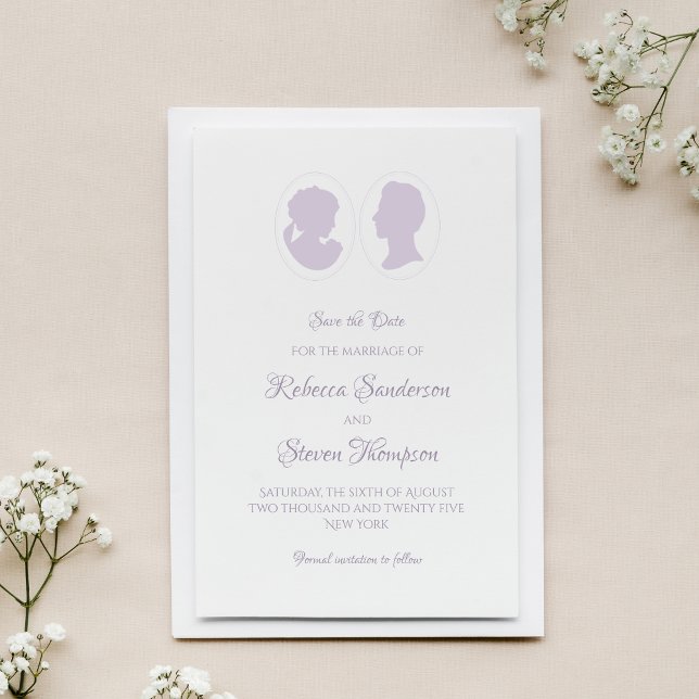 Save The Date Classique Cameo Regency Purple Mariage (Créateur téléchargé)