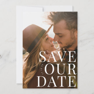 Save The Date classique Gras Blanc Multi Photo Personnalisé