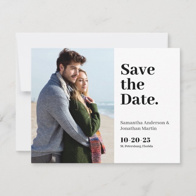 Save The Date Classique Moderne Budget Photo Enregistrer la Date (Devant)