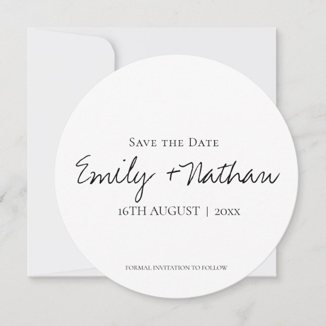 Save The Date Classique moderne Noir Blanc Mariage S (Devant)