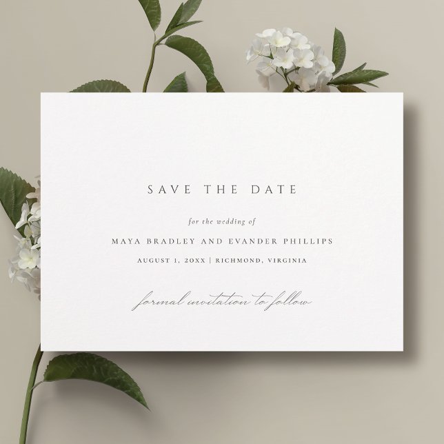 Save The Date Classique Noir et Blanc | Mariage Élégant Minimali (Créateur téléchargé)