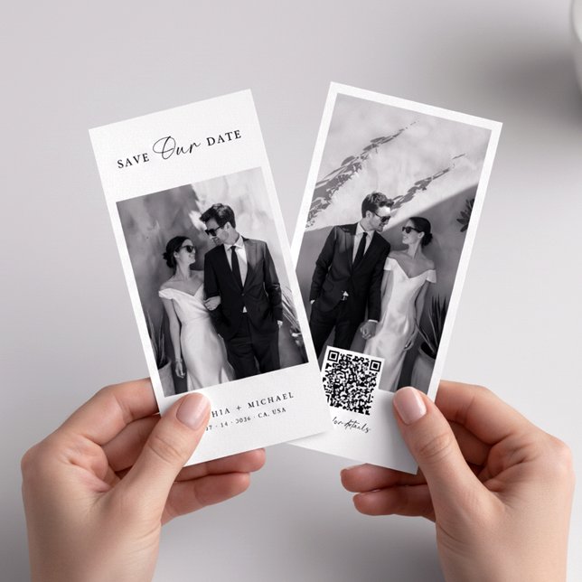 Save The Date Classique Signet de Code QR Photo Mariage (Créateur téléchargé)