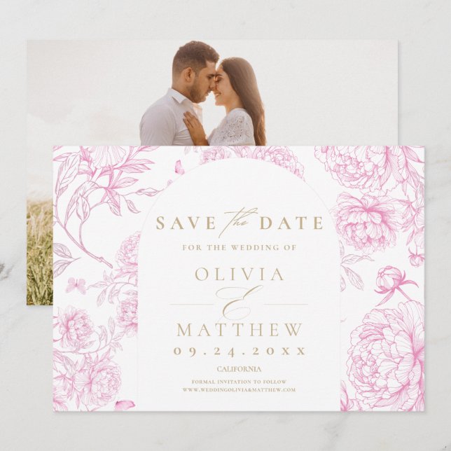 Save The Date Classique Toile De Jouy Français (Devant / Derrière)