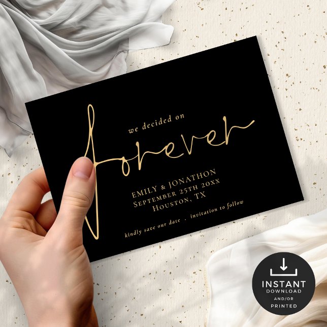 Save The Date Classy Nous Avons Décidé Sur Forever Gold Black (Créateur téléchargé)