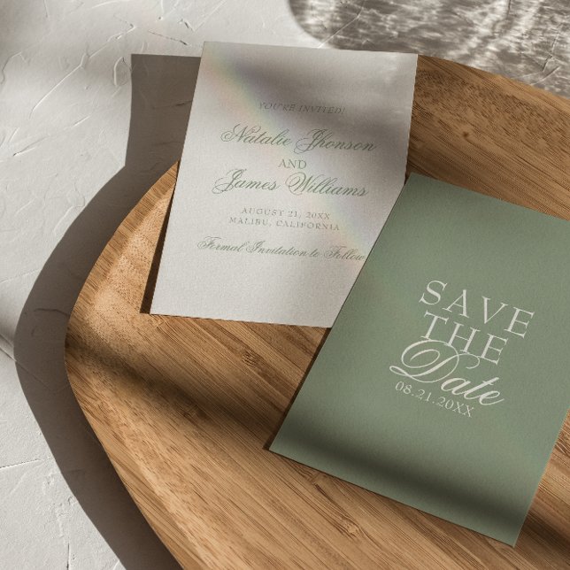 Save The Date Classy Sage Green Boho Old Money Wedding (Créateur téléchargé)