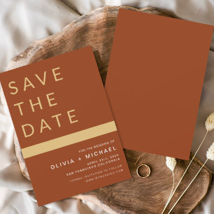Save The Date Classy Terracotta Enregistrer la date Elegant Gold