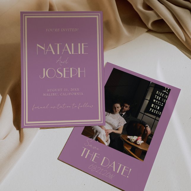 Save The Date Classy Wisteria Old Money Fancy Photo Wedding (Créateur téléchargé)