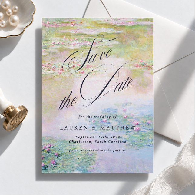 Save The Date Claude Monet Nymphéas Calligraphie  (Créateur téléchargé)