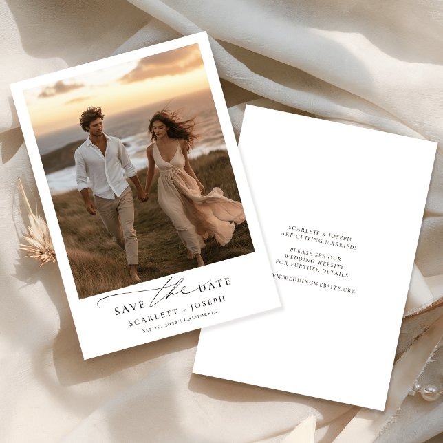 Save The Date Cliffside Beach Calligraphy Mariage Photo (Créateur téléchargé)